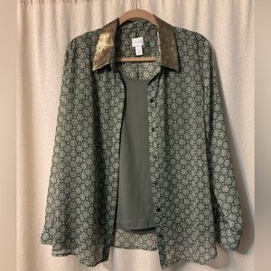 Chico’s Blouse with Matching Tank Top (L-12)